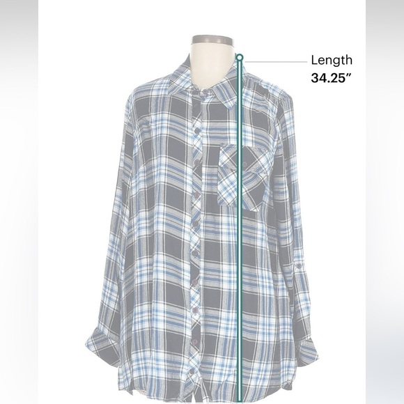 Tolani Collection Blue and White Plaid Button-Up Shirt size medium - Picture 5 of 7